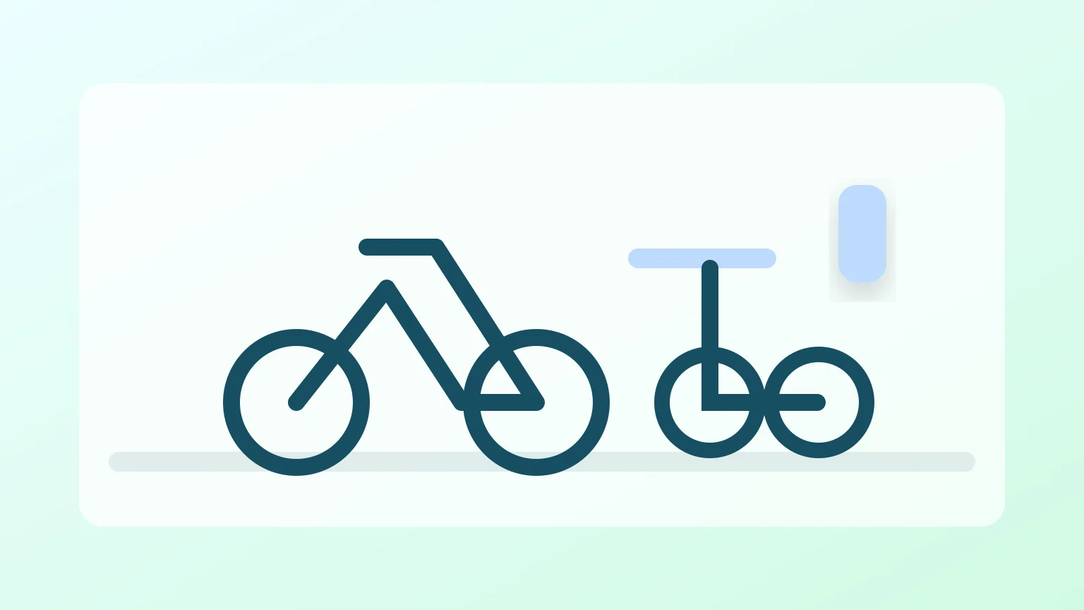 Garagem urbana com bicicleta elétrica estilizada, trotinete e acessórios de segurança.